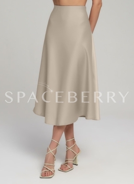 Женская прямая атласная юбка миди